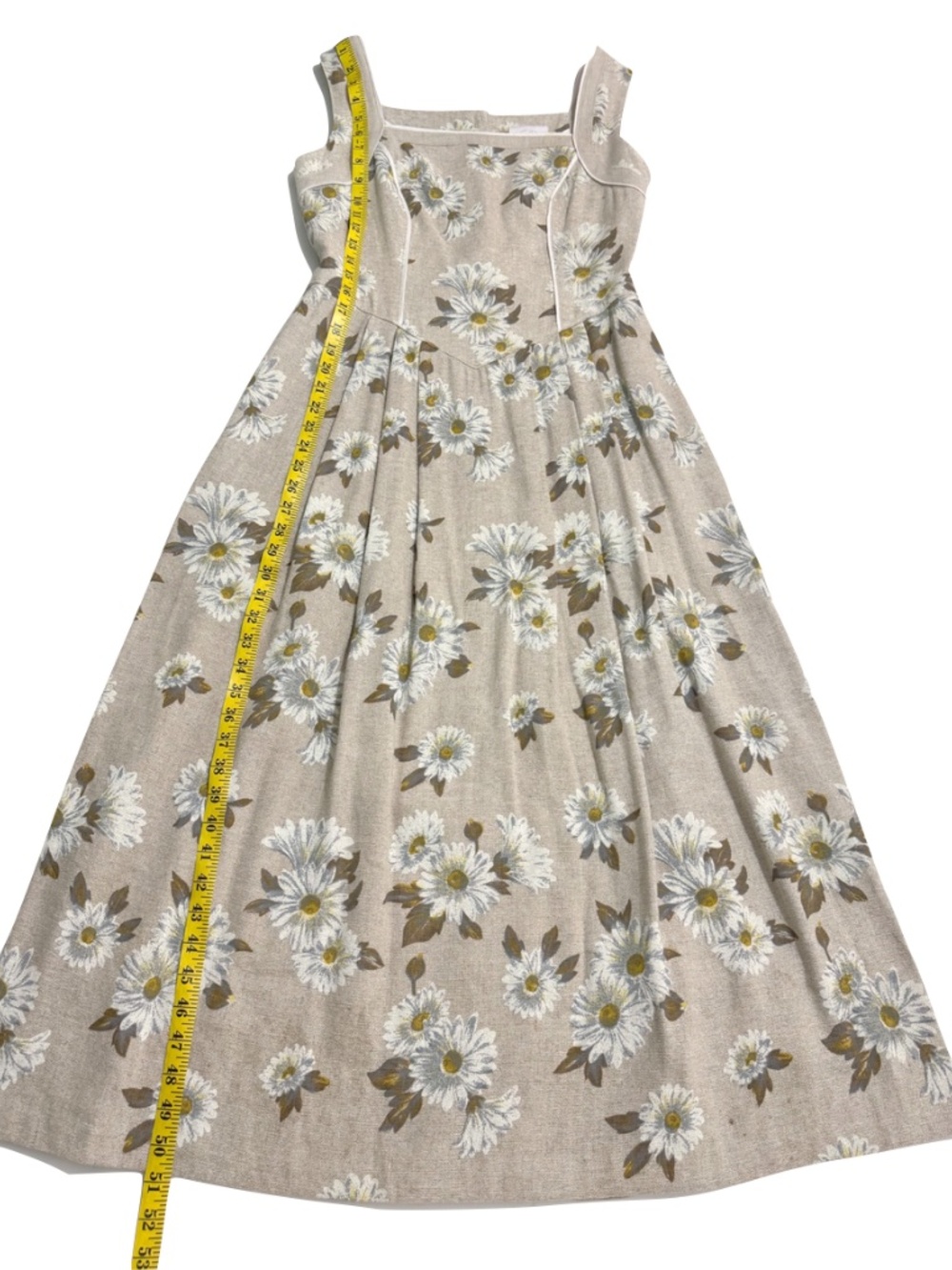 Vintage Julius Lang Flax Linen Blend Daisy Dress - Picture 11 of 15